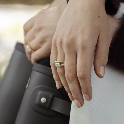 Pear Lab Grown Diamond Half Bezel Signet Men's Gold Wedding Band