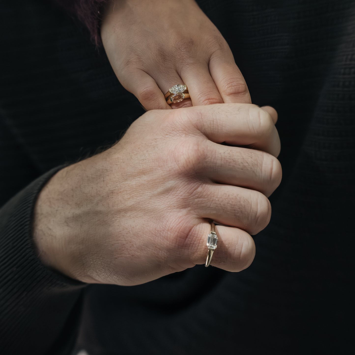 Cushion Lab Grown Diamond Half Bezel Signet Men's Gold Wedding Band