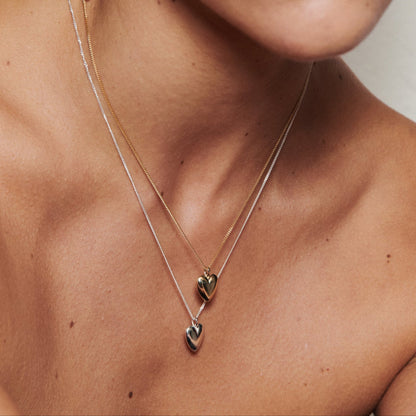 Puffed Heart Pendant Necklace