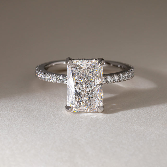 Marquise Shaped Three Stone Lab Grown Diamond Engagement Ring