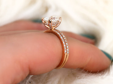 2 CT Oval Cut Pave Lab Grown Diamond Bridal Ring Set