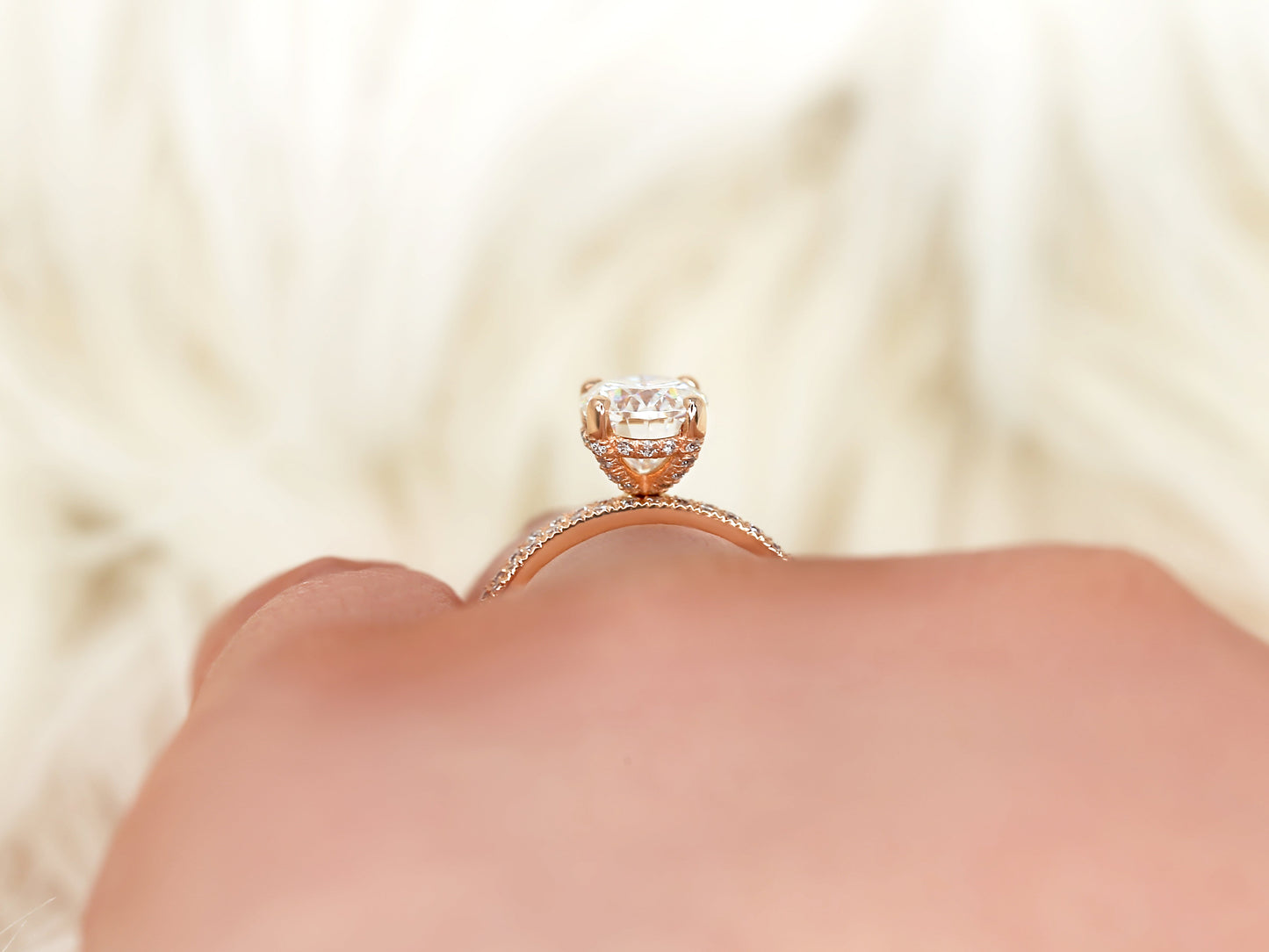 2 CT Oval Cut Pave Lab Grown Diamond Bridal Ring Set