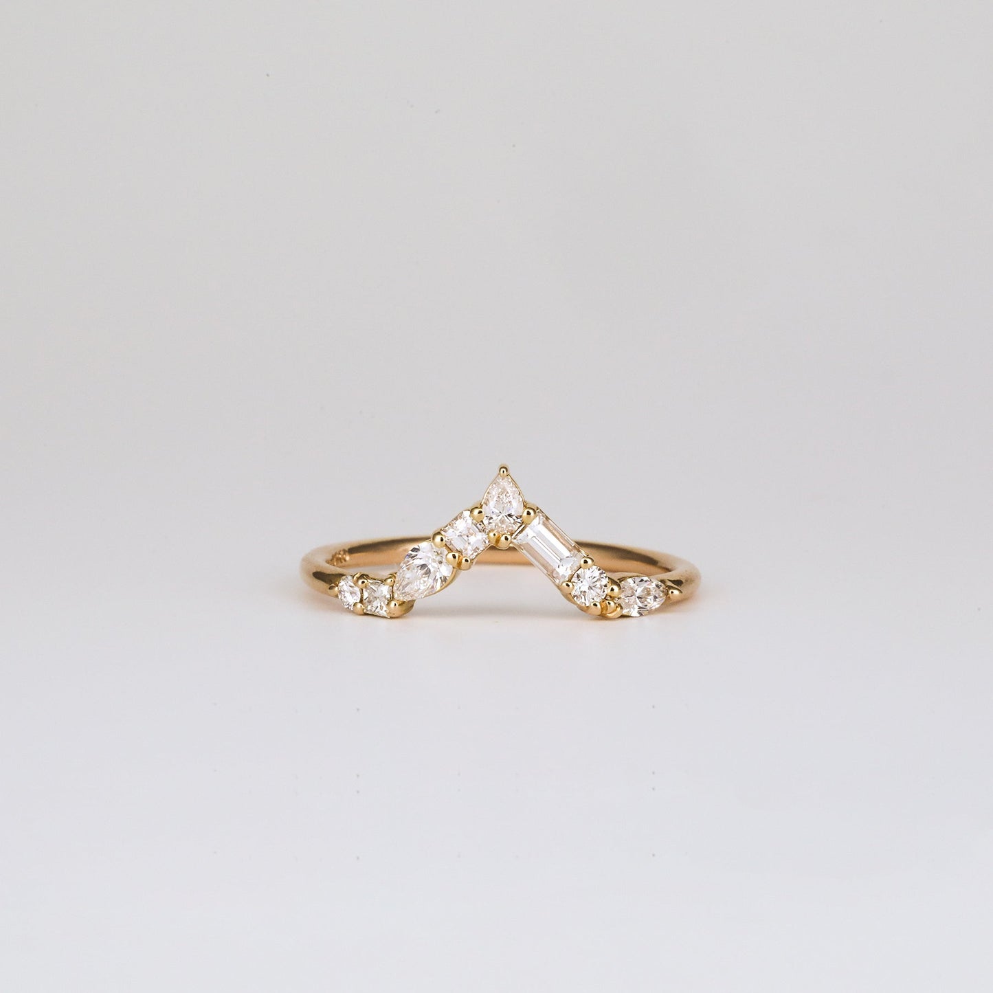 0.50 TCW Round, Pear, Marquise, Princess & Baguette Stones Curved Lab Grown Diamond Wedding Band