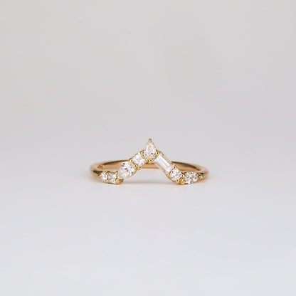 0.50 TCW Round, Pear, Marquise, Princess & Baguette Stones Curved Lab Grown Diamond Wedding Band