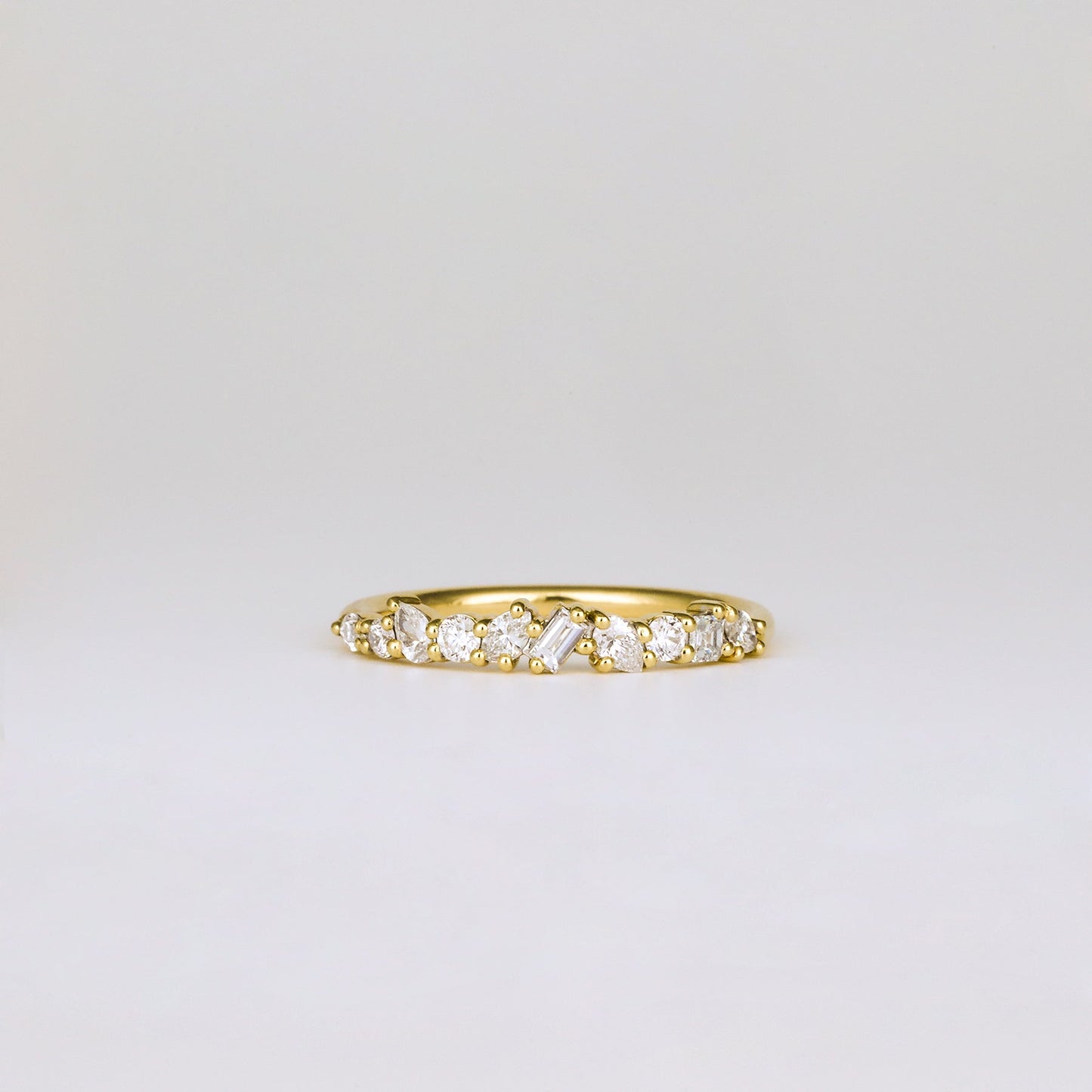 0.38 TCW Baguette, Pear, Oval & Round Stones Half Eternity Lab Grown Diamond Wedding Band