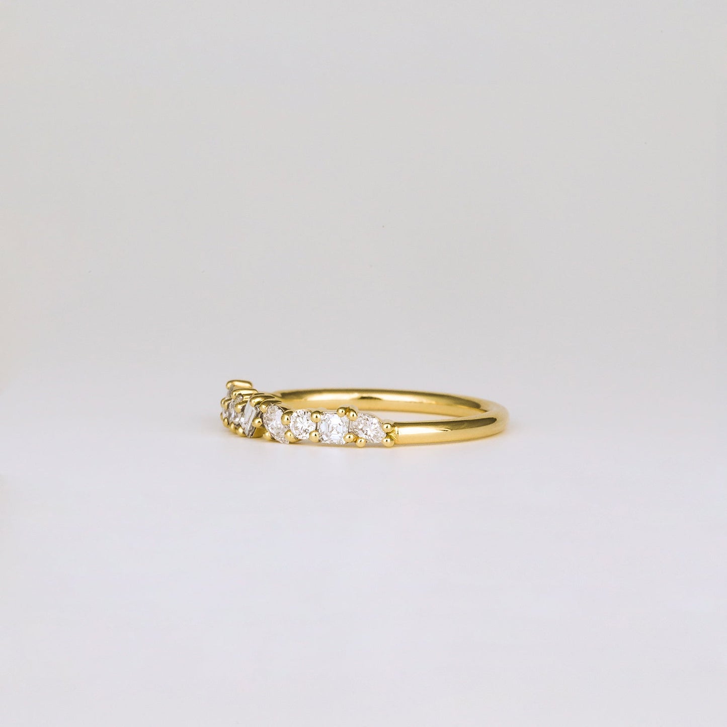 0.38 TCW Baguette, Pear, Oval & Round Stones Half Eternity Lab Grown Diamond Wedding Band