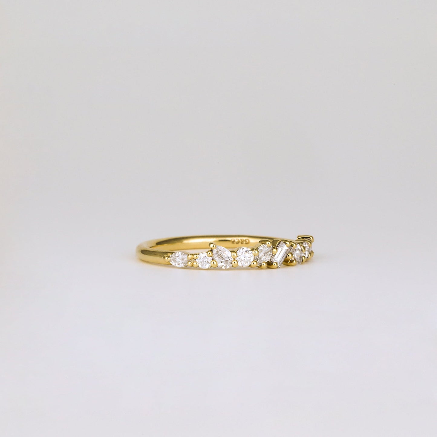 0.38 TCW Baguette, Pear, Oval & Round Stones Half Eternity Lab Grown Diamond Wedding Band