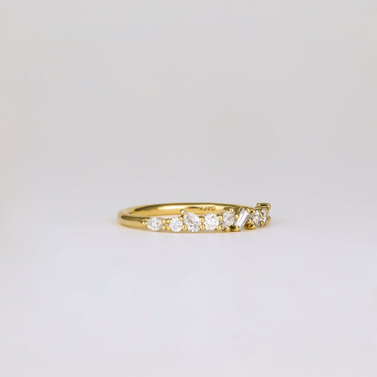 0.38 TCW Baguette, Pear, Oval & Round Stones Half Eternity Lab Grown Diamond Wedding Band