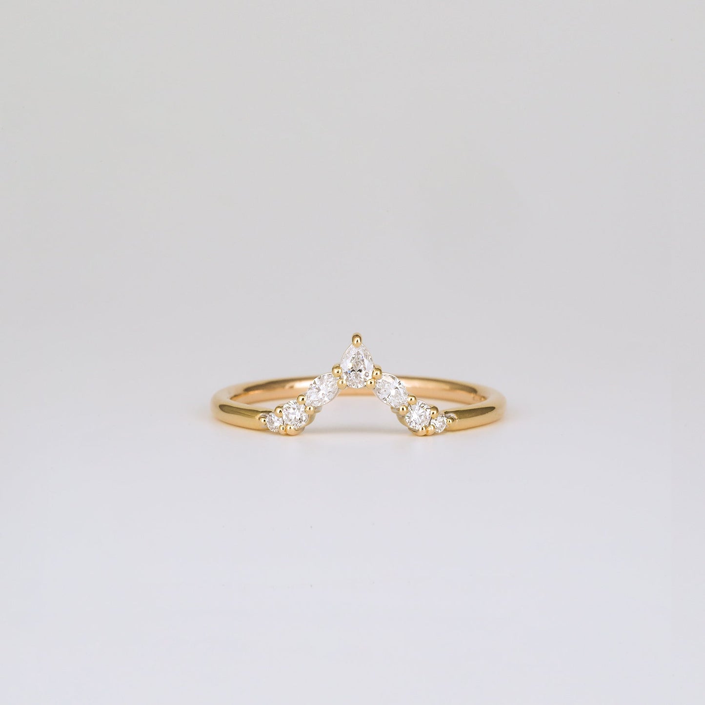 0.17 TCW Round Stones V-Shape Lab Grown Diamond Wedding Band