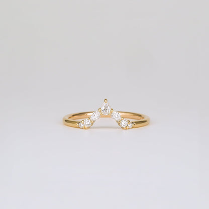 0.17 TCW Round Stones V-Shape Lab Grown Diamond Wedding Band