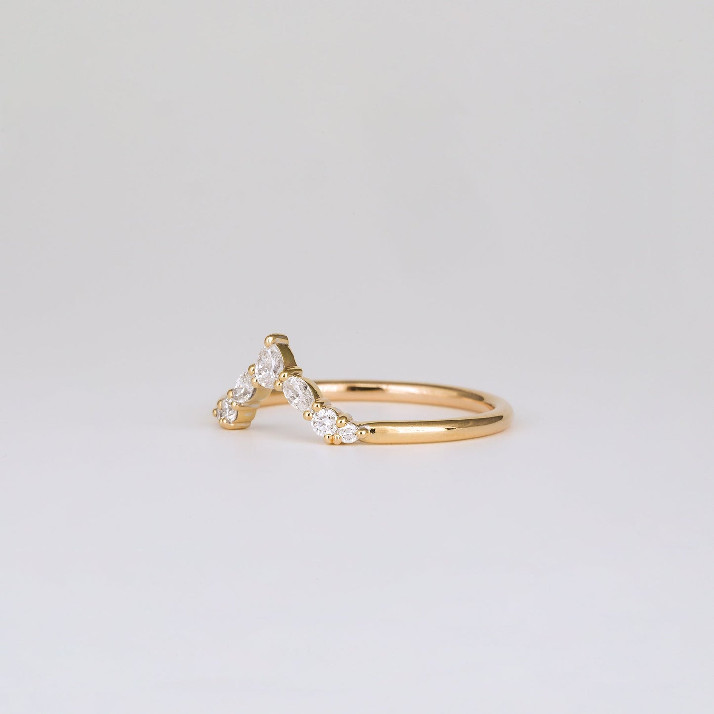 0.17 TCW Round Stones V-Shape Lab Grown Diamond Wedding Band