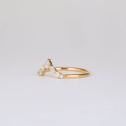 0.17 TCW Round Stones V-Shape Lab Grown Diamond Wedding Band