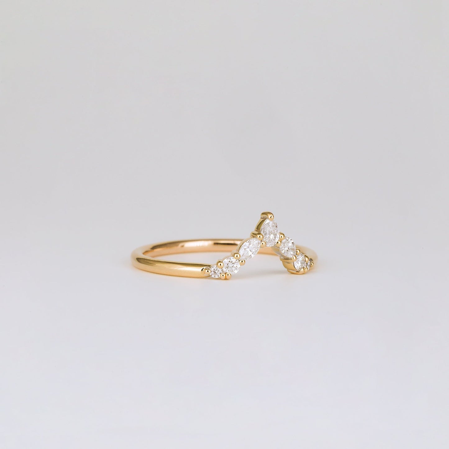 0.17 TCW Round Stones V-Shape Lab Grown Diamond Wedding Band