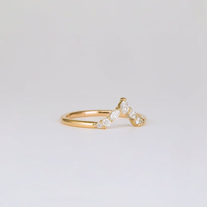 0.17 TCW Round Stones V-Shape Lab Grown Diamond Wedding Band