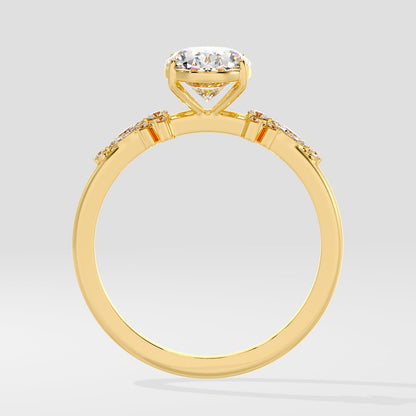 Marquise Shaped Three Stone Lab Grown Diamond Engagement Ring