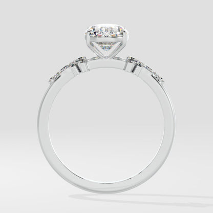 Marquise Shaped Three Stone Lab Grown Diamond Engagement Ring