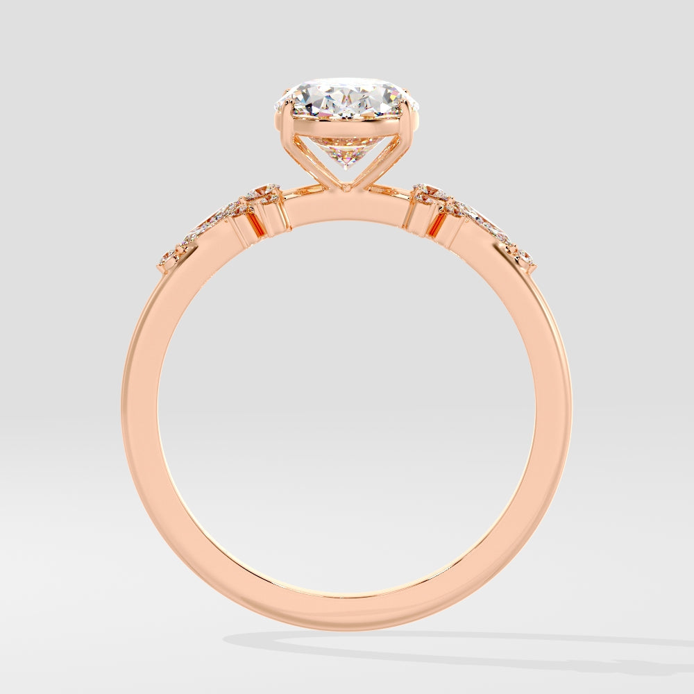 Marquise Shaped Three Stone Lab Grown Diamond Engagement Ring