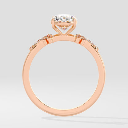 Marquise Shaped Three Stone Lab Grown Diamond Engagement Ring