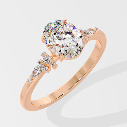 Marquise Shaped Three Stone Lab Grown Diamond Engagement Ring