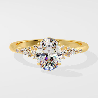 Marquise Shaped Three Stone Lab Grown Diamond Engagement Ring
