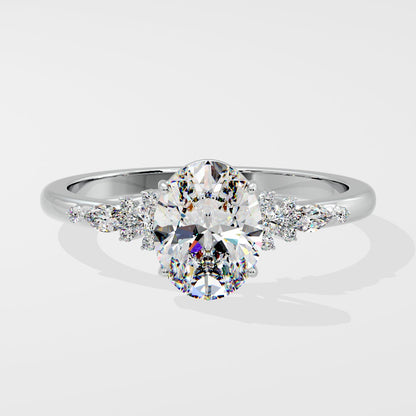 Marquise Shaped Three Stone Lab Grown Diamond Engagement Ring