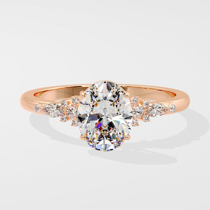 Marquise Shaped Three Stone Lab Grown Diamond Engagement Ring