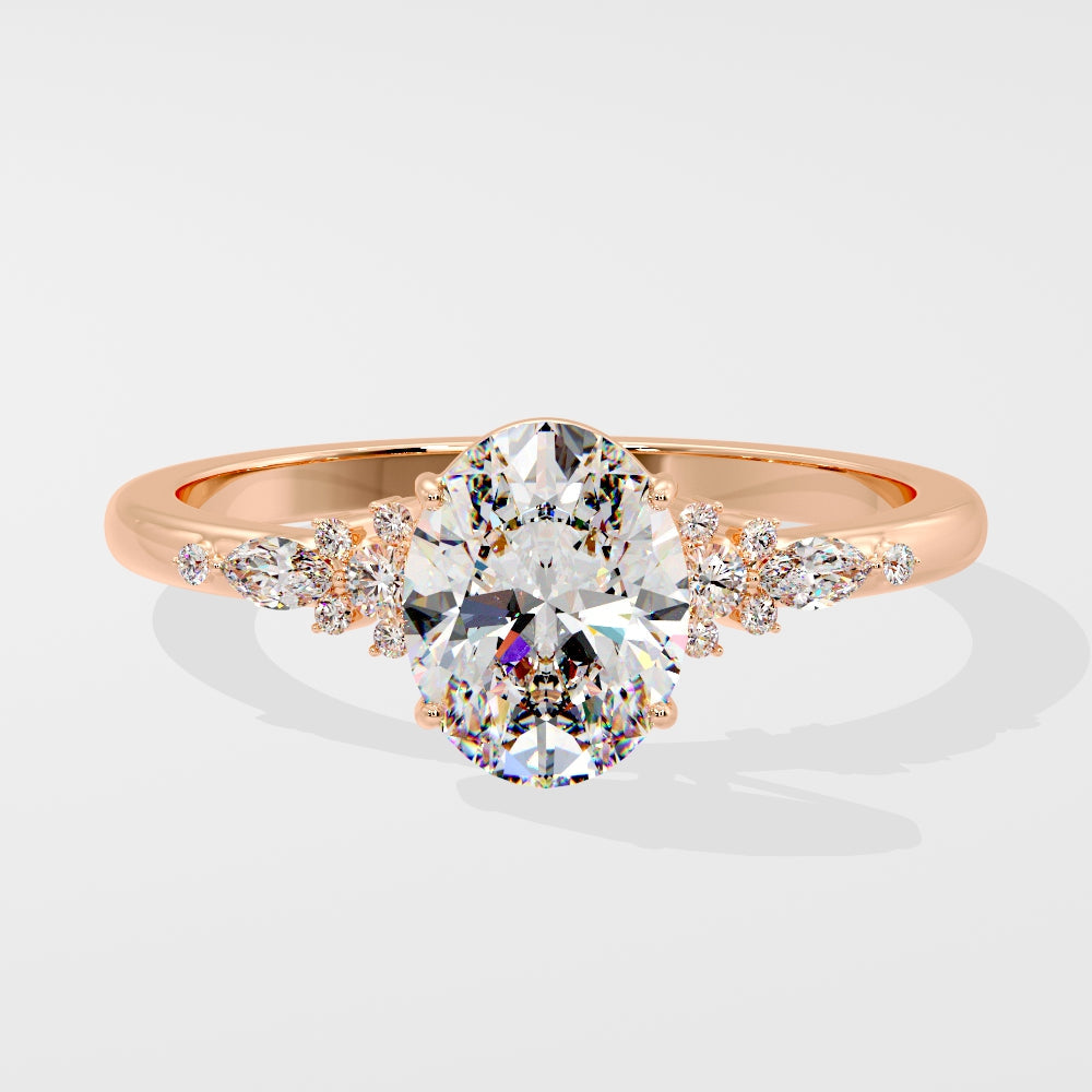 Marquise Shaped Three Stone Lab Grown Diamond Engagement Ring