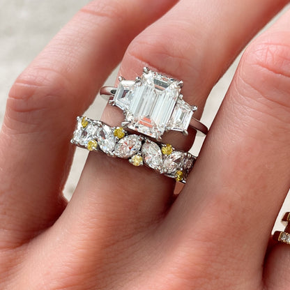 Marquise Shaped Three Stone Lab Grown Diamond Engagement Ring