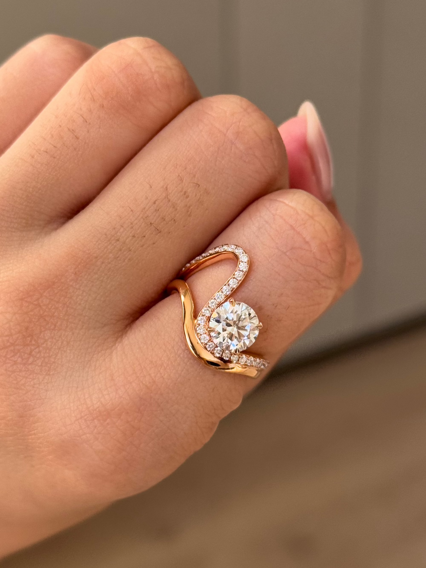 Marquise Shaped Three Stone Lab Grown Diamond Engagement Ring