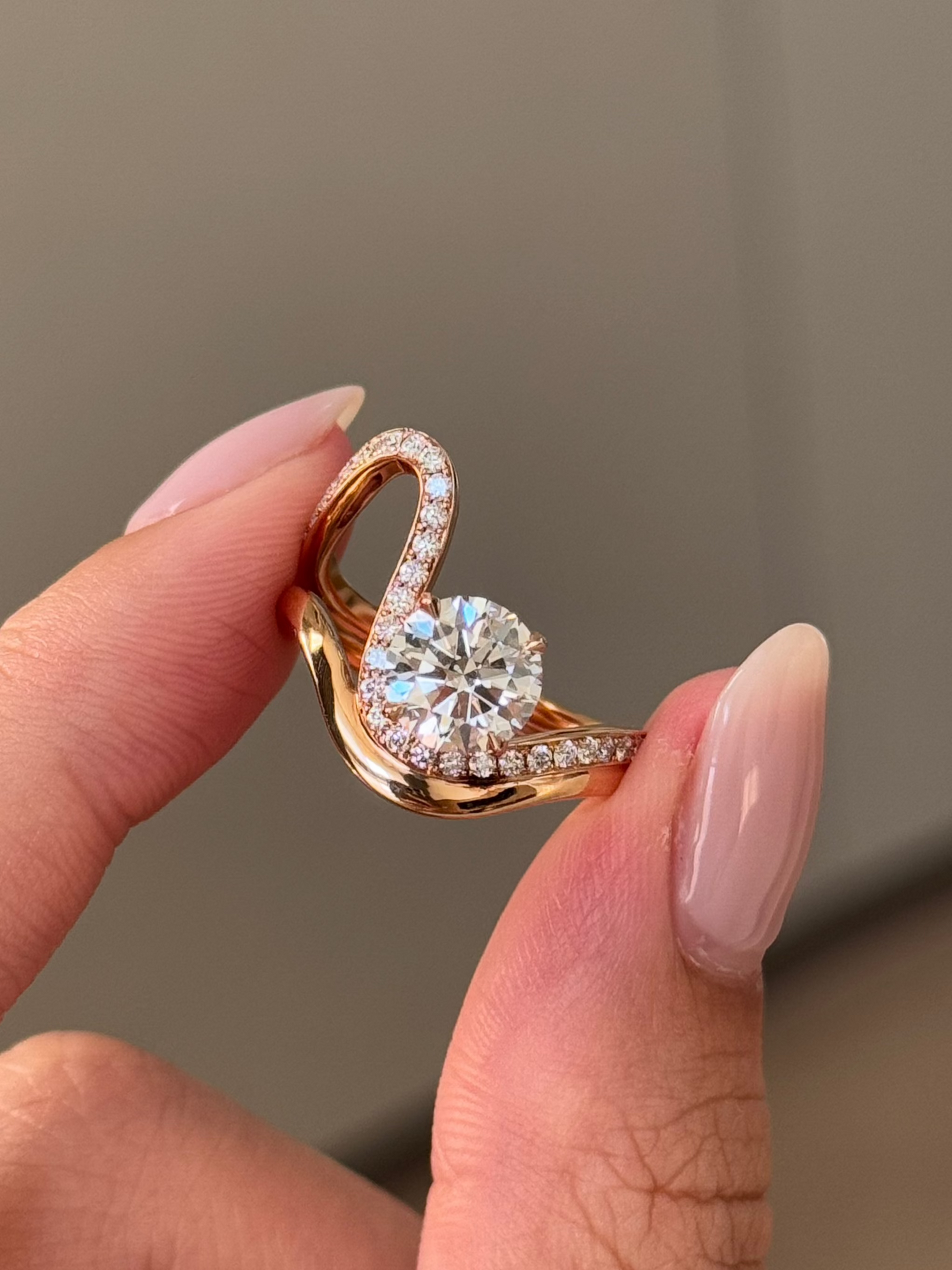 Marquise Shaped Three Stone Lab Grown Diamond Engagement Ring