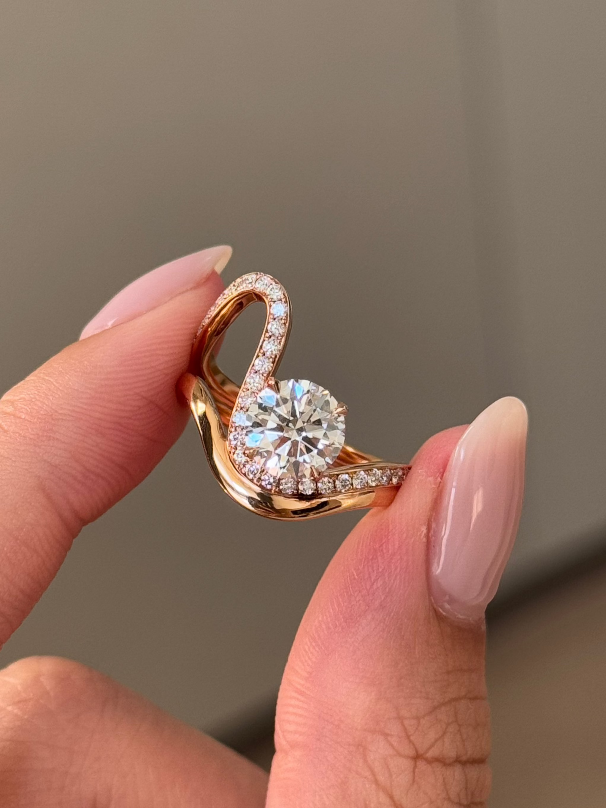 Marquise Shaped Three Stone Lab Grown Diamond Engagement Ring