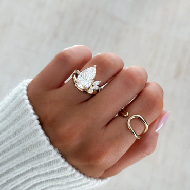 Marquise Shaped Three Stone Lab Grown Diamond Engagement Ring