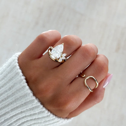 Marquise Shaped Three Stone Lab Grown Diamond Engagement Ring