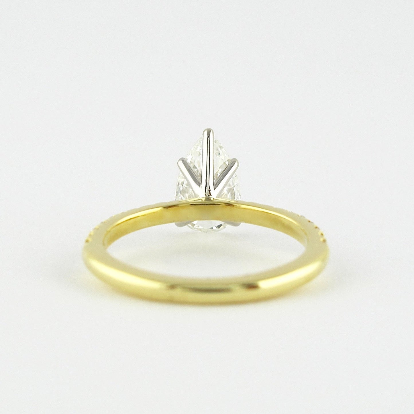 0.94 CT Pear Solitaire & Pave Setting Moissanite Engagement Ring 3