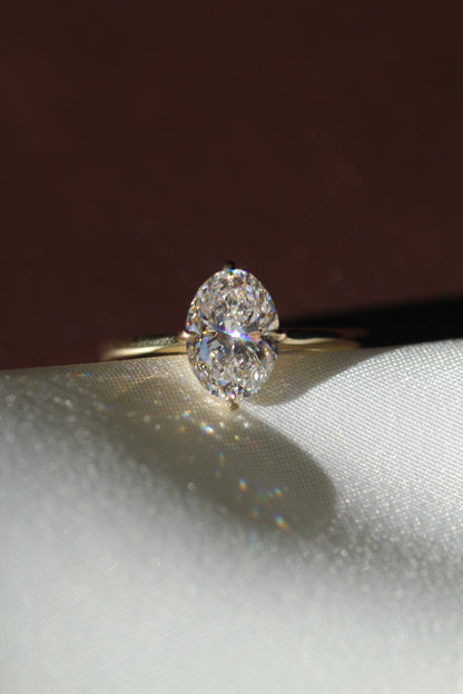 Marquise Shaped Three Stone Lab Grown Diamond Engagement Ring