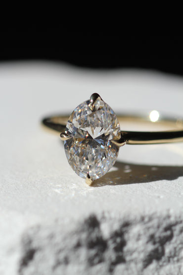 Marquise Shaped Three Stone Lab Grown Diamond Engagement Ring