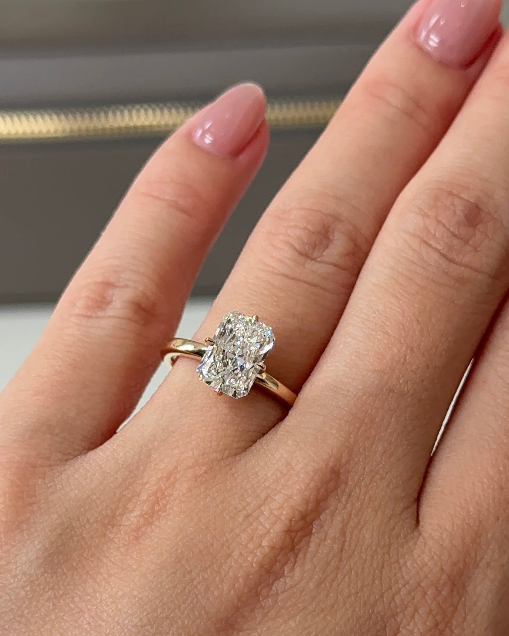 Marquise Shaped Three Stone Lab Grown Diamond Engagement Ring