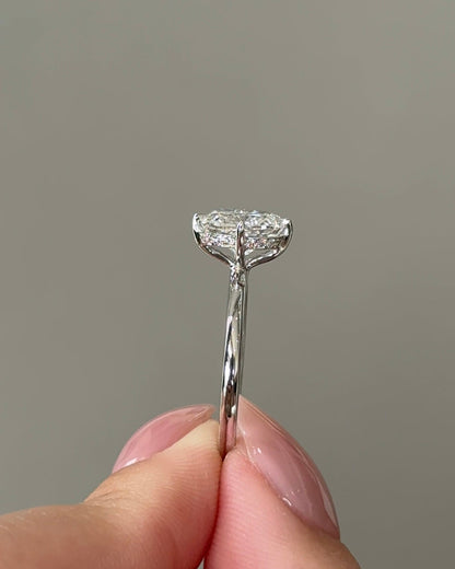 Marquise Shaped Three Stone Lab Grown Diamond Engagement Ring