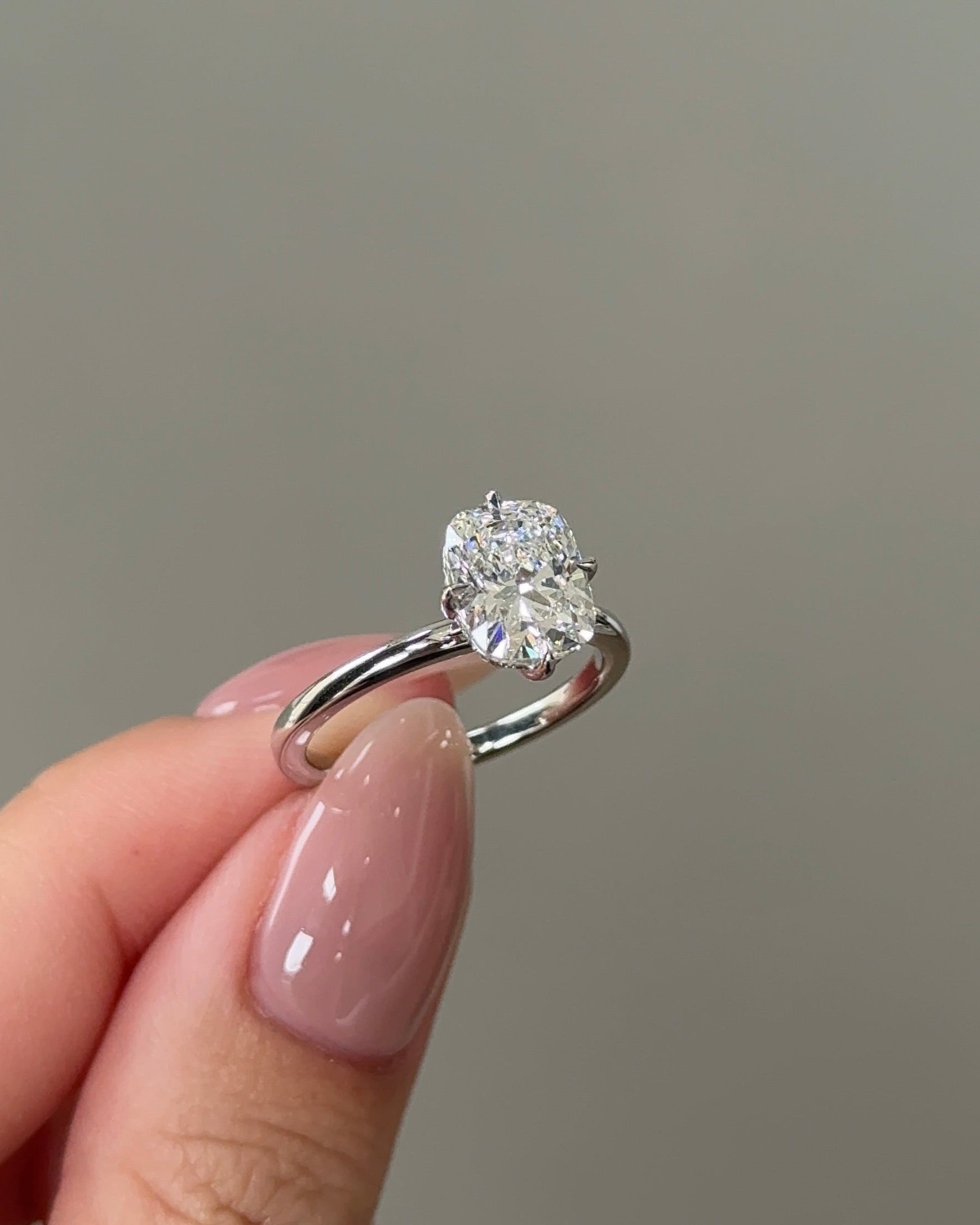 Marquise Shaped Three Stone Lab Grown Diamond Engagement Ring