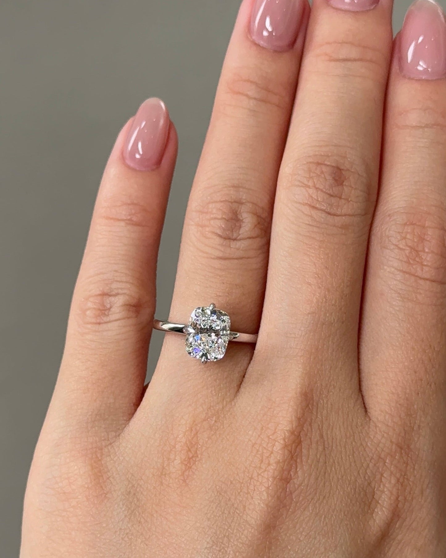 Marquise Shaped Three Stone Lab Grown Diamond Engagement Ring