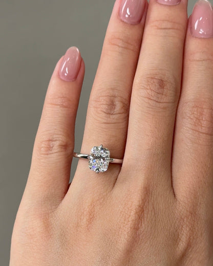 Marquise Shaped Three Stone Lab Grown Diamond Engagement Ring