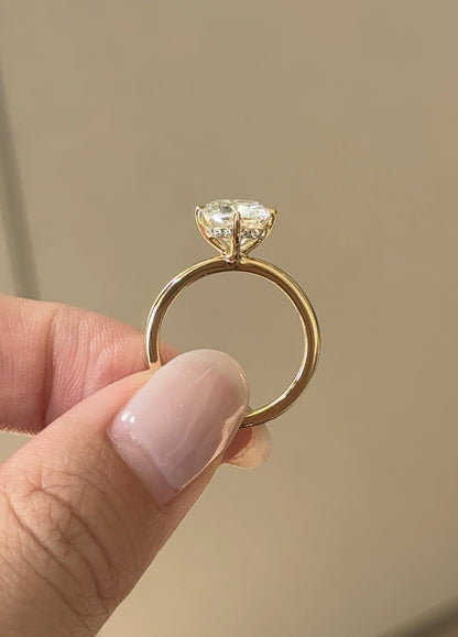 Marquise Shaped Three Stone Lab Grown Diamond Engagement Ring