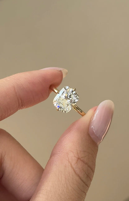 Marquise Shaped Three Stone Lab Grown Diamond Engagement Ring