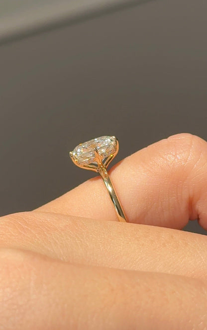 Marquise Shaped Three Stone Lab Grown Diamond Engagement Ring