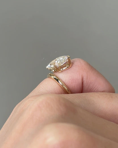 Marquise Shaped Three Stone Lab Grown Diamond Engagement Ring