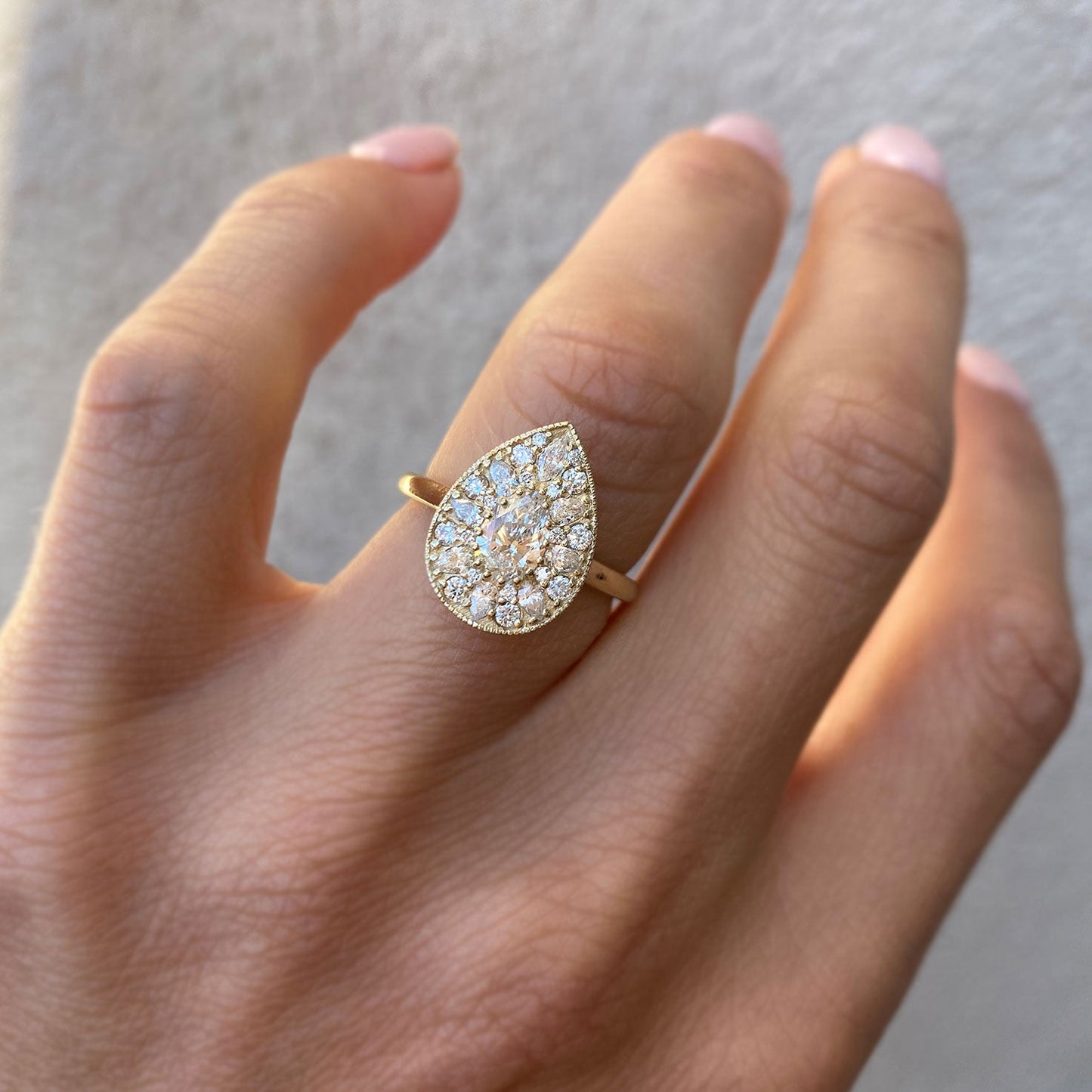 Marquise Shaped Three Stone Lab Grown Diamond Engagement Ring