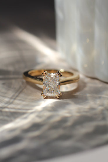 Marquise Shaped Three Stone Lab Grown Diamond Engagement Ring