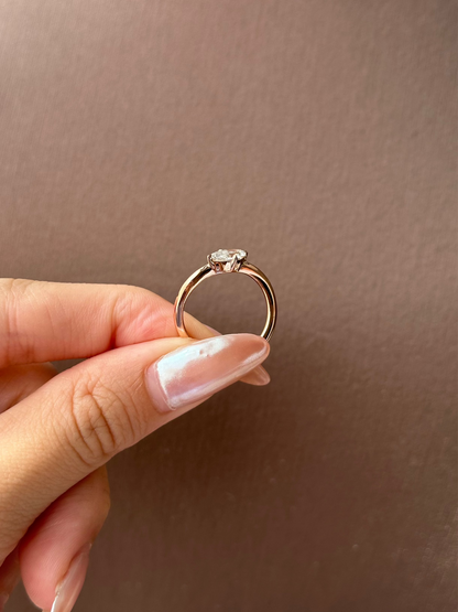 Marquise Shaped Three Stone Lab Grown Diamond Engagement Ring