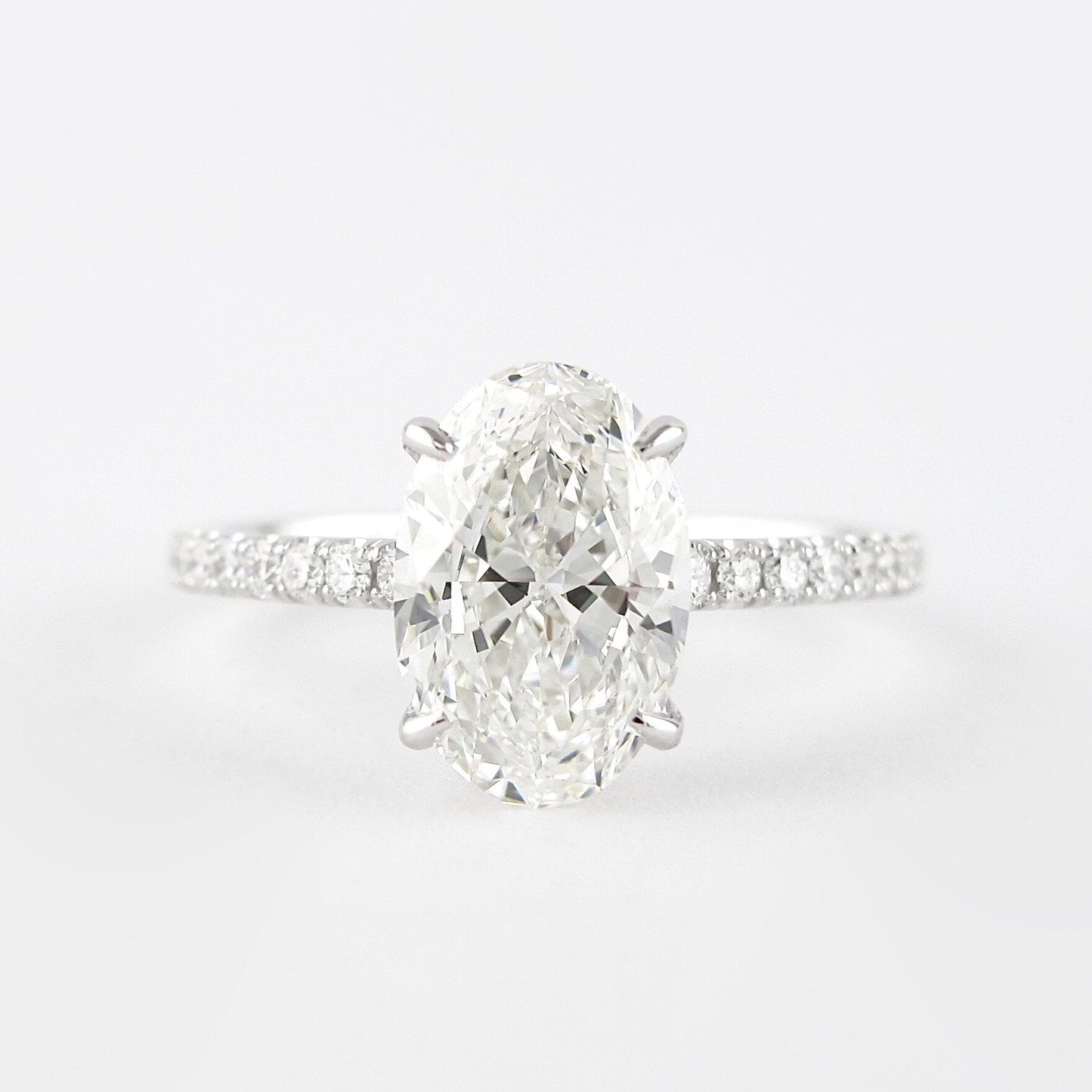 1.91 CT Oval Moissanite Pave Engagement Ring (US Size 6 Ready To Ship)