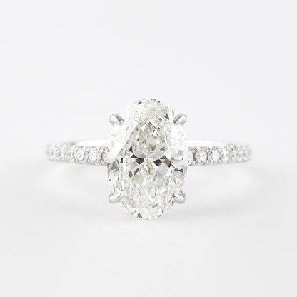 1.91 CT Oval Moissanite Pave Engagement Ring (US Size 6 Ready To Ship)